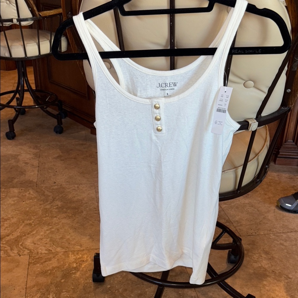 J. Crew White Sleeveless Fitted Tank Top